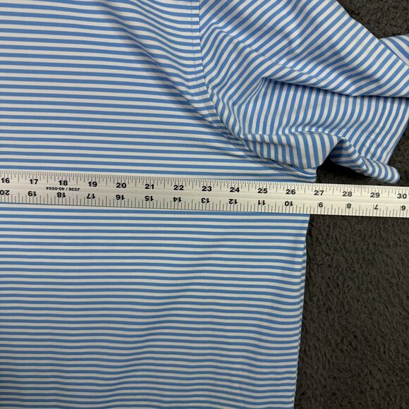 Vineyard Vines Polo Shirt Mens 2XL Light Blue Striped Performance Stretch Golf - Picture 9 of 11